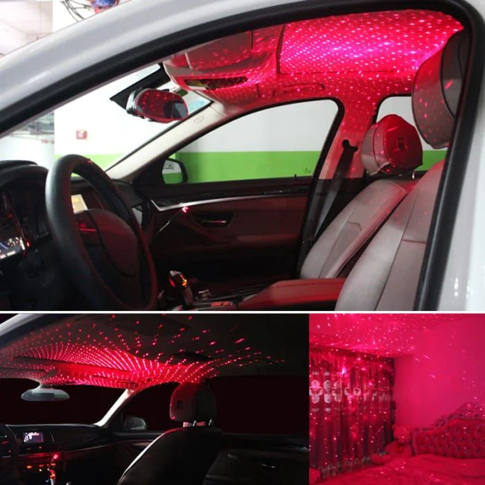 USB Starlight Projection Car Light - RED (2Pcs)