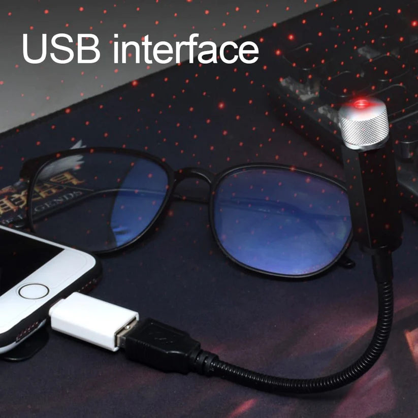 USB Starlight Projection Car Light - RED (2Pcs)